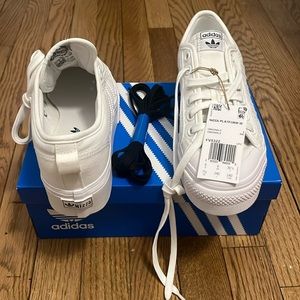 NEW! Adidas Nizza White Platform Shoes Originals Sneakers Womens Size US 7.5